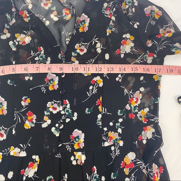 Madewell Sheer Button-Front Tier Midi Dress In Carnation Toss - Picture 12 of 13